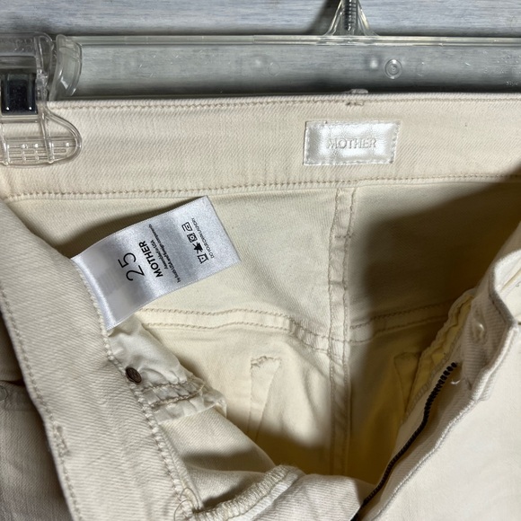 Mother Denim High‎ Waisted Rascal Ankle Fray Eggnog Jeans Stretch Classic - Picture 9 of 13